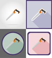 saw repair and building tools flat icons vector illustration