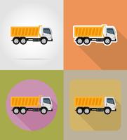 camión volquete para los iconos planos de construcción vector ilustración
