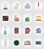 Electrodomésticos para los iconos planos de cocina vector illustration