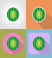 zona de juegos para los iconos planos de cricket vector illustration