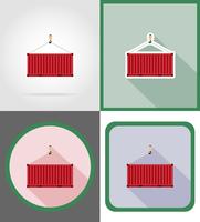 cargo container delivery flat icons vector illustration