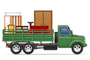 cargo truck delivery and transportation of furniture concept vector illustration