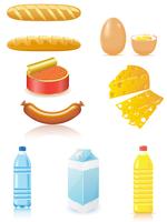 set icons of foods vector
