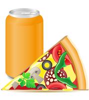 Latas de pizza y aluminio con soda. vector