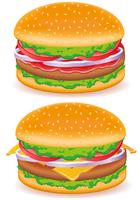 Ilustración de vector de hamburguesa y hamburguesa con queso