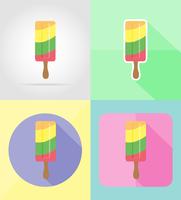 Ilustración de vector de iconos planos de helado