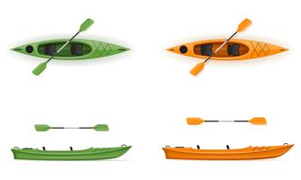 Kayak de plástico para pesca y turismo ilustración vectorial vector