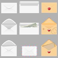 set icons paper envelopes vector illustration