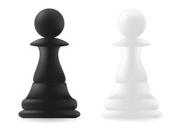 pieza de ajedrez peón blanco y negro vector