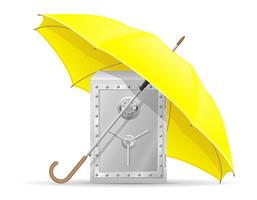 concept of protected and insured safe with money umbrella vector illustration