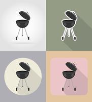 barbecue grill flat icons vector illustration