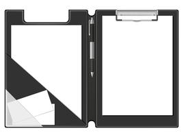 clipboard folder blank sheet of paper and pen vector illustration