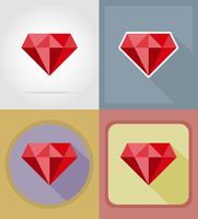 ruby casino objects and equipment flat icons vector illustration