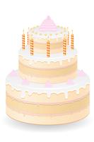 cake with burning candles vector illustration