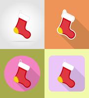 christmas and new year flat icons vector illustration