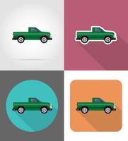 car pickup flat icons vector illustration