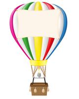 hot air balloon and blank banner vector illustration