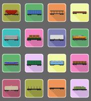 set icons railway carriage train flat icons vector illustration