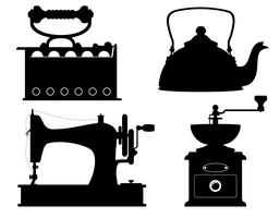 Electrodomésticos antiguos retro vintage set iconos stock vector ilustración