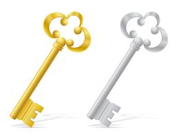 old retro keys door lock vector illustration