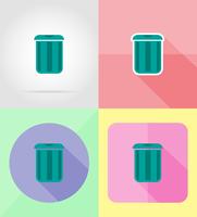 Bote de basura para el diseño de iconos planos vector illustration