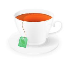 Taza de porcelana de té en paquete con ilustración de vector de cuerda