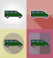 Ilustración de vector de iconos plana mini bus