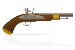 old retro flintlock pistol vector illustration
