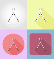 garden tool secateurs flat icons vector illustration