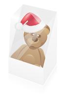 new year packing box with toy bear vector illustration