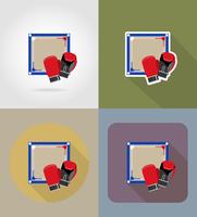 boxing ring flat icons vector illustration