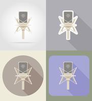 old retro microphone flat icons vector illustration