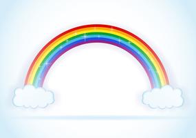 abstract rainbow with clouds vector illustration