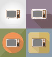 viejo retro tv plana iconos vector illustration