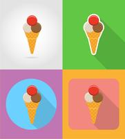 ice cream fast food flat icons with the shadow vector illustration