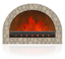 fuego ardiente en la ilustración de vector de chimenea