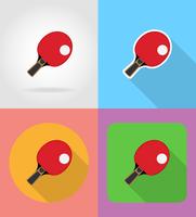racket and ball for table tennis ping pong flat icons vector illustration
