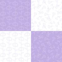 lavender and white botanical floral patterns vector