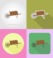 garden equipment wheelbarrow flat icons vector illustration