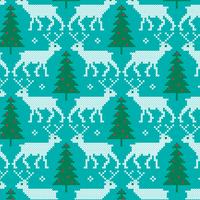 embroidered reindeer and trees pattern vector