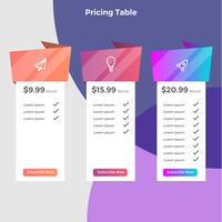 Flat Modern Pricing Table  vector