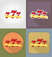 seven jackpot casino flat icons vector illustration