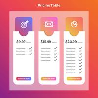 Flat Pricing Table vector