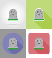 Halloween grave iconos planos vector illustration