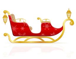 red christmas sleigh of santa claus vector illustration