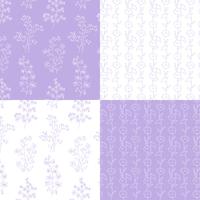 lavender and white hand drawn botanical floral patterns vector