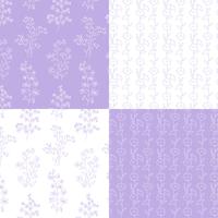 lavender and white hand drawn botanical floral patterns vector