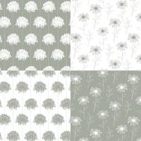 Blanco y gris dibujado a mano motivos florales botánicos vector