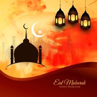 Abstract Eid Mubarak religious background design vector