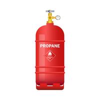 red gas cylinder containing oxygen isolated on white background